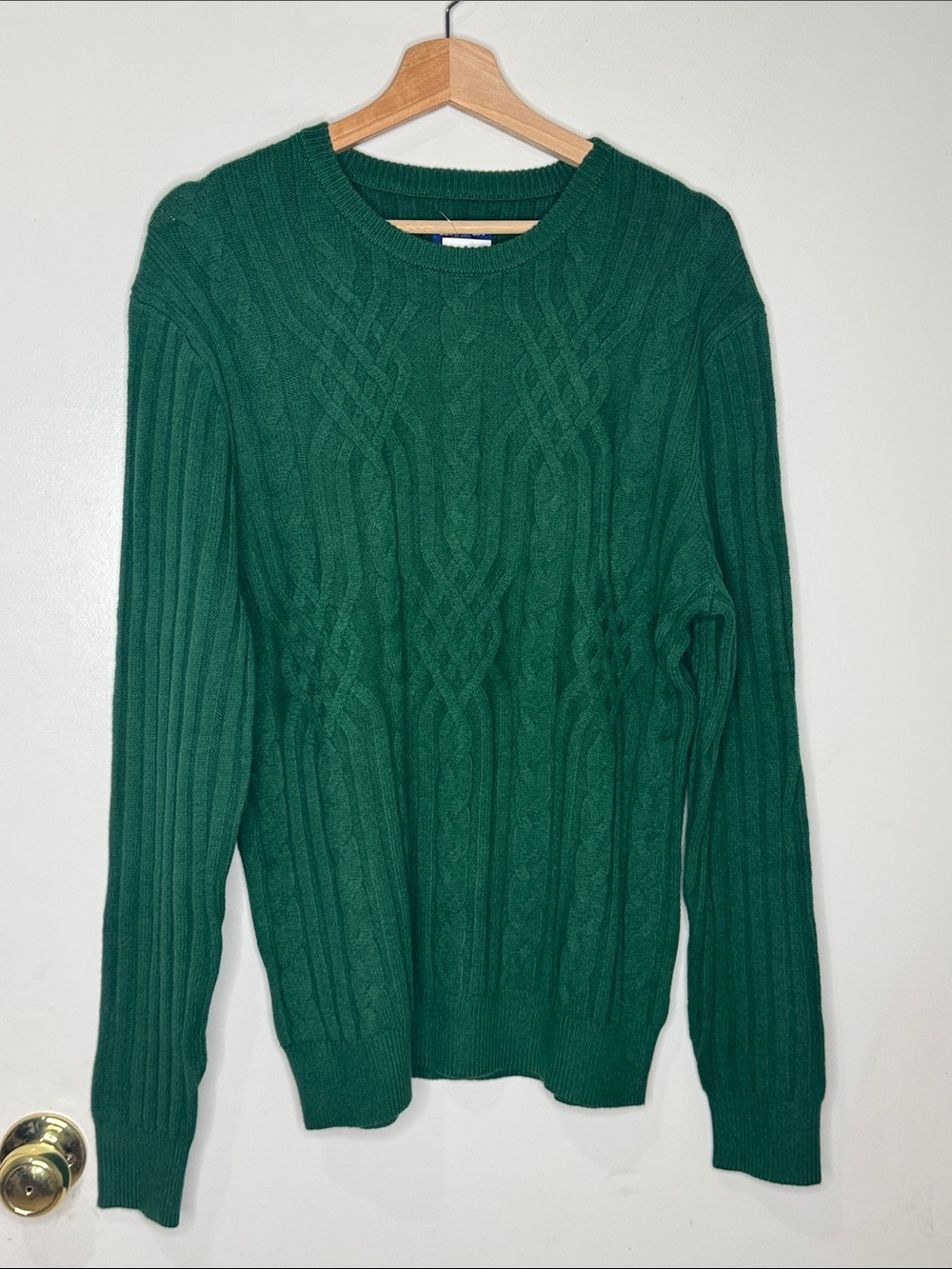 Club Room Classic Cable-Knit Crewneck Sweater - Green size M